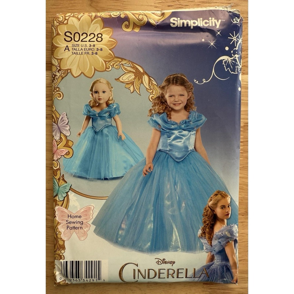 Simplicity‎ S0228 Pattern Disney Child's Costumes & 18" Doll Costume Size 3-8